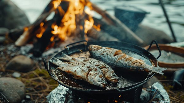 Quelles sont les techniques pour pêcher et cuisiner le poisson en camping en bord de mer?